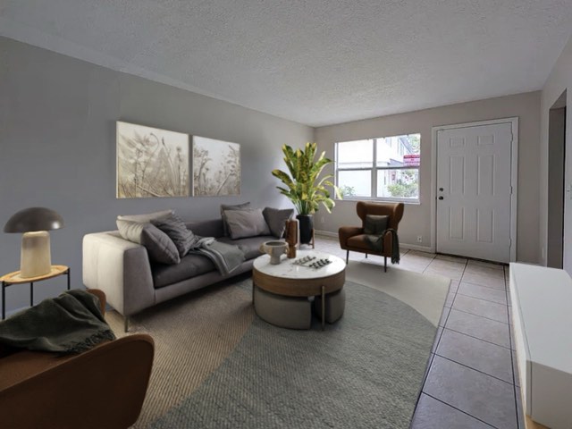 Renovated living room, staged